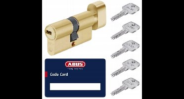 Abus Cilinder 40/40mm Messing met Knop, 5 Sleutels, Codekaart