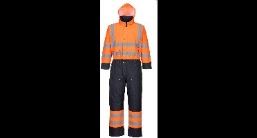 Portwest Hi-Vis Tweekleuren Overall - Gevoerd S485 - Oranje/Marine - 6XL