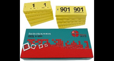 Benza - Garderobenummers cloakroom – Set 1 t/m 1000 – Dubbele Tickets - Geel - 2 stuks