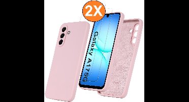 Hoesje geschikt voor Samsung Galaxy A17 5G Hoesje siliconen Pink Sand zacht siliconen hoesje TPU - met Samsung A17 5G Screenprotector - 2 stuks