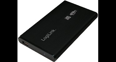 Behuizing 6.3cm (2,5") LogiLink USB 3.0/SATA zwart ALU zonder Voeding