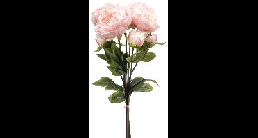 Emerald - Kunstbloem Pioenroos Bundel 50cm licht roze - Kunstplant voor binnen