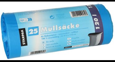 25 Industriezakken, HDPE 120 l 110 cm x 70 cm blauw
