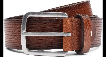 Suitable Riem Structuur Leer Bruin - Maat 105 - Heren leren broekriem / broeksriem - Ceintuur - Riem casual