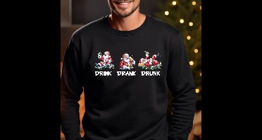 Kersttrui zwart- Maat M- Uniseks- foute kersttrui- drink drank drunk. Kerst outfit