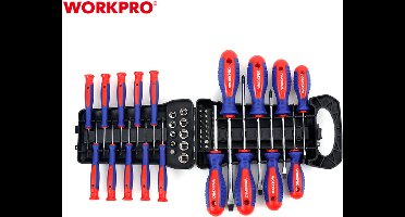 WORKPRO WP200512 Schroevendraaierset – 45-delig – Met Bits, Precisietools & Doppen – CR-V – Incl. Opberghouder
