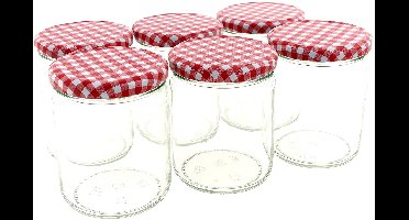 Confituurpot - Jampot - Inmaakpot - 540 ml - Geruite Schroefdeksel - 6 Stuks