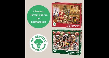 Mr. Broccoli Kerstpakket Puzzels - 2 x Kerstpuzzel 1000 Stukjes - Ideaal voor in het Kerstpakket