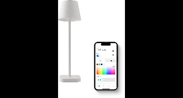 FlinQ Smart Tafellamp Lume - Oplaadbaar en met Touch Bediening - Voor Slaapkamer en Woonkamer - Draadloze Lamp ook als Schemerlamp - Dimbaar en Ideaal voor Nachtkastje - Industrieel - Wit