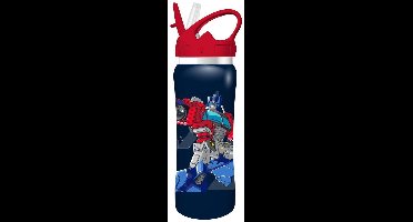 Transformers Drinkfles – RVS Waterfles 500 ml – Kinder Drinkbeker met Uitschuifbare Rietje en Lekvrij Deksel – 1 stuks (asorti) – BPA-vrij