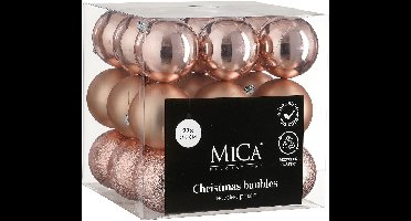 Mica Decorations Kerstballen Set - 27 Stuks - Ø8 cm - Onbreekbaar - Roze