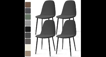 PromoHome Stretch Stoelhoes 4 Stuks Jacquard en Universele Stoelbekleding - Afneembare Wasbare Hoes voor Thuis Hotel Restaurant Feest - Donkergrijs