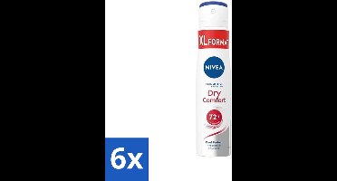 6 x Nivea - Deospray - Dry Comfort - Actieve Bescherming Van De Huid - 250 ml - NIVEA Deodorant Spray - Anti-transpirant - 48 Uur Bescherming - Dry Comfort - Zweetbestendig