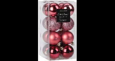 Christmas Decoration kleine kerstballen 48x -3cm-kunststof -roze