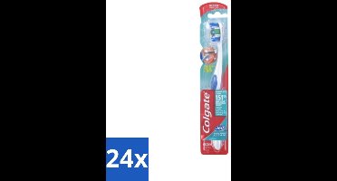 24 x Colgate - Tandenborstel - 360 Whole Mouth Clean Medium - Wit/Blauw - 1 Tandenborstel - Tandenborstel - Mondhygiëne - Tandenpoetsen - Bacteriën - Tandplak
