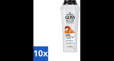 10 x Gliss Kur - Shampoo - Vrouwen - Hydraterende Verzorging - 250 ml - Hydraatende Shampoo - Gespleten Haarpunten - Keratine - Haarverzorging - Haarherstel