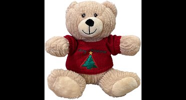 Kerstknuffel beer beige met piep 25 cm