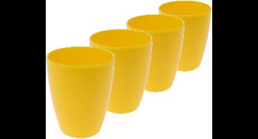 Excellent Houseware drinkbekers van onbreekbaar kunststof - 6x - 340 ml - geel - kinderen - Limonade bekers - Campingservies - picknickservies