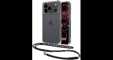 Hoesje - Geschikt voor Apple iPhone 17 Pro - Met Koord - Shock Proof - Siliconen Case - Back Cover - Telefoonkoord - Telefoon Hoes Shockproof - Telefoonketting - Transparant
