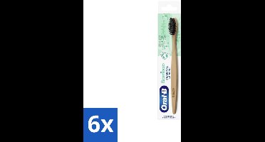 6 x Oral-B - Tandenborstel - Bamboe - Houtskool - 1 Tandenborstel - Tandenborstel Bamboe - Tandenborstel Houtskool - Duurzame Tandenborstel - Ecologische Tandenborstel - Bamboe Handgreep