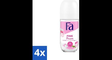 4 x Fa - Pink Passion - Deodorant Roller - Roze Roos - 50 ml - Deodorant - Antitranspirant - Fa - Pink Passion - Roze Roos