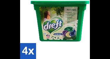 4 x Dreft - Wasmiddelcapsules 4in1 - Witte en Gekleurde Was - Witte Bloem - 15 Wasbeurten - Wasmiddelcapsules - Wasmiddel - Waspoeder - Wasverzachter - Witte Was