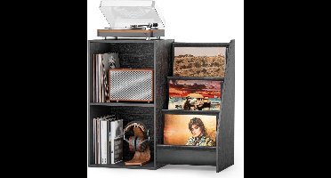 MKSS® Platenspeler Meubel – Stand Platenspelerstandaard Met Vinyl Opbergsysteem - Zwart