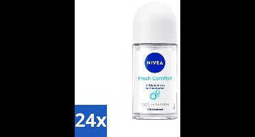 24 x NIVEA - Deodorant Roller - Frisse Comfort - Antibacterieel - 50 ml - NIVEA Deodorant - Deodorant Roller - Antitranspirant - Frisse Geur - Katoen Geur