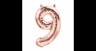 Folat - Folieballon Cijfer 9 Rose Gold - 86 cm
