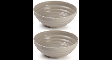 Plasticforte Kommetjes / schaaltjes - 8x - dessert en ontbijt - kunststof - D13x5 cm - taupe beige