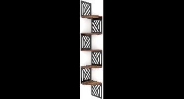 Wandplank - Houten Plank Wandmontage - Hoekrek Display Decor - Hoekplank - Organizer voor Slaapkamer Keuken Badkamer - Bruin