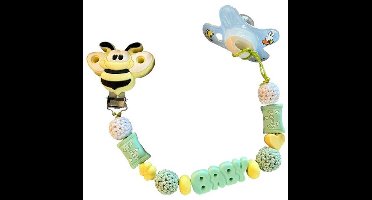 Lief speentouw bij met ‘Sweet’ details – mint & geel – dubbel touw | Luxecadeaumanden