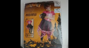 Halloween Skeleton meisjes verkleedkostuum jurk en legging Maat S (4-6 jaar)