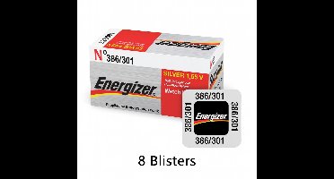 Energizer - Zilveroxide Knoopcelbatterij 301 - 386 - 8 stuks - Blisterverpakking