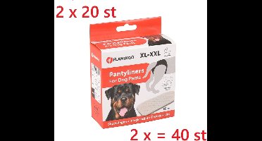 2 x 20 st flamingo inlegkruisjes voor honden XL - XXL 12.5 x 6.5 cm -50-59 cm / 60-70 cm taille - voor loopse teven -uiterst zacht en comfortabel voor periodiek broekje - = 40 st