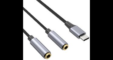 USB-C naar 2 x 3.5 mm jack Headphone splitter voor iPhone / iPod / iPad en andere