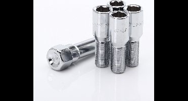 JR Wheels - ATB1 Conische Anti-diefstal Wielbouten - M12x1,25 / M12x1.25 - Chrome - Set van 4 + adaptersleutel