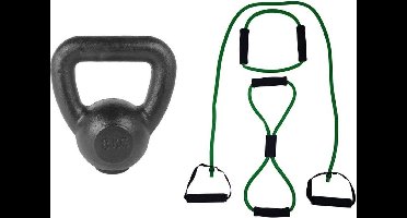 Tunturi - Fitness Set - Kettlebell 8kg - Tubing set Groen