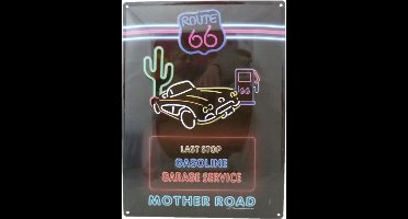 Wandbord - Historic Route 66 - Mother Road Gasoline Neon