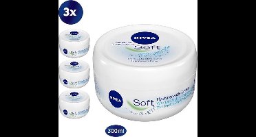 Nivea Soft Creme - 3x 300ml - Hydraterende Creme voor gezicht, lichaam en handen