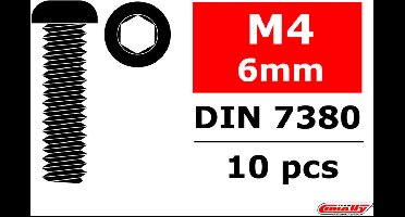 Team Corally - Staal schroeven M4 x 6mm - Laagbolkop binnenzeskant - 10 st