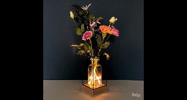 Gadgy Vaas met LED Verlichting - Vaaslamp - Decoratie Woonkamer Tafel - Glazen Vaas met Lamp - Hydroponie - Vase - Tafellamp - Ø11CM - Cadeau voor Vrouw - Cadeautje voor Haar