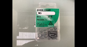 Deltafix. MOEREN ZESKANT M5   R.V.S. 20 Stuks. Moer. roest vrij staal