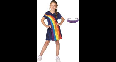 K3 regenboogjurkje - regenboog jurkje - regenboogjurk - verkleedjurk, jurk - mt 3-5 jaar + haarband