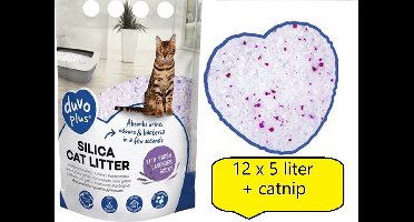 Duvo+ Premium Silica Lavendel Kattenbakvulling - Voordeelverpakking - 12x 5L - Incl catnip!