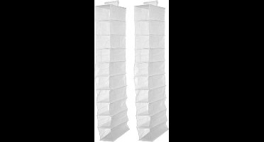 Kipit Kledingkast organizer - 2x - 10 vaks - wit - 15 x 28 x 118 cm - ruimtebesparend/hangend