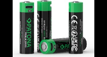 4 x AA oplaadbare batterijen, USB-C aansluiting - 1,5V - 2000mAh