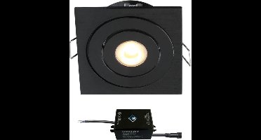 Cree LED inbouwspot Soria zwart in - 3W / vierkant / dimbaar / kantelbaar / 230V / IP44 / downlights / plafondspots / spotjes / inbouwspots / badkamer / woonkamer / keuken / spotlight / warmwit