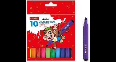 CREAKIT. Viltstiften – 10 stuks – Kleurstiften – Viltstiften voor Kinderen en Volwassenen – Meerkleurig