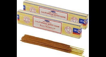 Satya Nag Champa wierrook stokjes Witte Salie geur - 30x - Lichaam in balans - Meditatie - staafjes van 21 cm